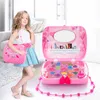 子供の化粧セットのおもちゃスーツケースの化粧品の女の子のおもちゃプラスチック美しさの安全性ふりをする子供の女の子化粧ゲームギフト210312
