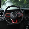 Rode Cabon Fiber ABS Stuurwiel Decoratie Cover voor Jeep Wrangler JL JT 18+ Hoogwaardige Auto Exterior Accessoires