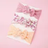 3 Pcs/Set Print Baby Headband Bows Flower Newborn Girl Headbands Elastic Kids Turban Band Hair Accessories