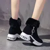 Femmes Cheville Boot Chaud En Peluche Chaussures D'hiver Pour Femme Wedges Bottes Talons Hauts Dames Boot Femmes En Cuir Bottes De Neige Chaussures D'hiver Y200915