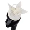 Stroom rand hoeden mooie bruiloft vintage hoed fasciantor vrouwen dames prom mesh fedora cap haar pin imitatie linnen millinery headband1