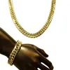 Brincos colar agradável grosso conjunto de corrente de ouro amarelo preenchido resistente tipo pesado masculino pulseira acessórios jóias set12671718