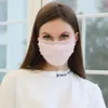 Modedesigner-Masken Perlenspitze-Gesichtsmaske Verstellbare Schleife Anti-Staub Waschbare Gesichtsmaske Wiederverwendbare Eisseidenmaske für Erwachsene 4 Farben RRA3753