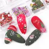 12 Cellen / Set Nail Hout Pulp Chips Butterfly Gekleurde Rozen Bloemen Santa Christmas Hat Xmas Halloween 3D Nagels Kunst Pailletten