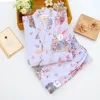 Cartoon Rabbit Women Kimono tradizionale giapponese Set Spa Sauna Bathing Sleepwear Cotone Yukata Harajuku Top Pantaloni Suit 201113