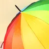 Fashion Colorful Rainbow Umbrella Rain Women Brand 24K Windproof Long Handle Umbrellas Strong Frame Waterproof WVT0466