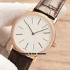 Top wersja Ultra Cienki Zegarek Diament Bezel Altiplano G0A36125 Miyota 9019 Automatyczne męskie Zegarek White Dial Brown Skórzany Pasek Rose Gold Case New Gents Zegarki