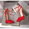 أحذية كروسدرسر zapatos mujer 16 سنتيمتر كعب رفيع صنادل نسائية مضخات الزفاف مشبك براءات الاختراع والجلود خنجر قطرة الشحن AA220301