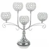 5 Arms Candelabra Home Holiday Decorative Centerpiece Gold Crystal Candle Holders for Dinner Party Candlestick 2012022587