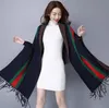 Shawl Winter Fashion Warm Striped Ponchos And Capes For Women Oversized Shawls And Wraps Cardigan Pashmina Female Bufanda Mujer Y2307y