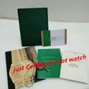 Cajas Vendedor caliente Caja de reloj verde oscuro Caja de madera de regalo para tarjetas de folletos Etiquetas y papeles en inglés Cajas de relojes suizos