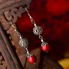 Dangle & Chandelier Ethnic Drop Earrings Hanging For Women Red Natural Stone Ball Zinc Alloy Pumpkin Hook Style Vintage Simple Jewelry 20211