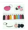 sublimation blank pu leather keychains heart round square rectangle key ring glitter hot transfer printing custom consumables HHA3448