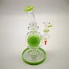 7 pouces Vert Violet Verre Bécher Bong 14mm Joint Cire Huile Verre Dab Rigs Boule Percolateur Bongs Inversé Showhead Perc