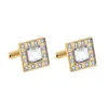 Gold Crystal Cuff Links Men Square Zircon Formal Business Shirt Manschettknappar Modesmycken Will och Sandy