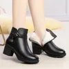 White Mid-Calf Boots Booties Ladies Shoes Low Heels booties Winter Footwear Round Toe Boots-women Short 2020 Rubber Autumn1