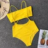 6 cores cintura alta biquíni conjunto sólido swimwear mulheres sexy dois peça swimsuit strapless biquiini natação banho de banho traje wear t200708