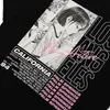 남성 가로복 힙합 Tshirt 애니메이션 소녀 흡연 편지 인쇄 T 셔츠 하라주쿠 면화 여름 반소매 티셔츠 블랙 220309