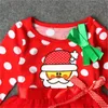 Jul Princess Dress Kids Girls Lace Tutu Dress Santa Claus Tryckta Dot Klänningar Baby Cartoon Långärmad Outfits Toddler Kläder 396 K2