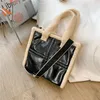 Shoulder Bags Fashion Lambswool Tote Women Handbag Wide Strap Plush Bag Luxury Faux Fur Pu Leather Crossbody Large Capacity Purse