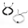 2Pcs Set Couples Distance Bracelet Classic Natural Stone White and Black Yin Yang Beaded Bracelets for Men Women Friend 232I