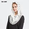 スカーフレオアンビファッションレースヘッドバンドFoulard Femme Bandana Infinity Mantilla Chapel Veilホワイト刺繍Jersry Hijab女性スカーフ1