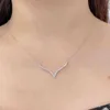 ファッションシンプルな女性のネックレスV字型ジルコンネックレス絶妙な925銀の女性のネックレス鎖骨鎖MS.