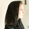 무슬림 가톨릭 여성 레이스 카파 하위 값 스카프 아이보리 블랙 카톨릭 베일 246S