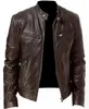 "Men's Cool Style Faux Fur Leather Jacket - Slim Fit, Warm Outdoor Windproof Coat for Bikers, Zipper Closure, Black/Brown, Fashionable and Durable"