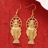 Gold Color Virgin Mary Dangle Earrings Religious Christianity Trendy Lucky Chandelier Jewelry