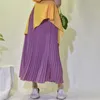 Kvinnor vintage veckad midi lång kjol kvinnlig koreansk avslappnad hög midja chiffong kjolar jupe faldas 18 färger hösten sk397 220224