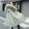 Manteau d'hiver chaud femme doublure de fourrure vestes féminines grande fourrure à capuche vêtements rembourrés plus taille 3XL épaississement Parkas Lady Windriel 201201