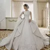 2020 Элегантная линия свадебные платья кружева аппликационные свадебные платья плюс размер многоуровневый поезда Дубай свадебное платье Vestido de Novia