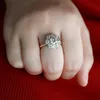 TransGems 1.7 CTW Carat Lab Grown Diamond Flower Shape Wedding Engagement Ring Solid 14K Two Tone Gold Band for Women Y200620