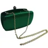Elegant hård låda koppling silke satin mörkgröna väskor för matchande skor och kvinnors bröllop prom kväll fest Q1113