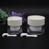 Pot cosmétique vide en acrylique, boîtes de crème avec cuillère, pot de crème, flacons d'échantillon, récipient cosmétique blanc F3979, 30g 50g