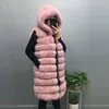 Colete de pele real inverno mulher com capuz longo colete de pele inverno jaqueta quente colete destacável capuz customizável tamanho grande 7xl 6xl 201212