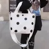 Fashion Vintage Women Canvas Handbags 2021 New Arrival Female Casual Polka Dot Zipper Simple Shoulder Bags310Y