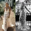 Sexy A Line Wedding Dresses Deep V Neck Illusion Appliqued Boho Bridal Gowns Plus Size vestido de novia Custom Made