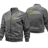 Selling National Geographic Bomber Jacket Men Casual Windbreaker Zipper Pilot Air Thick Motorcycle Coat 220108