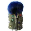 Maomaokong Veste sans manches pour femmes Veste en fourrure de lapin Gilet d'hiver court brodé chaud 211220