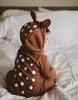 Халат с рисунком пятнистого оленя для мальчиков и молнией, комбинезон для новорожденных девочек, одежда для малышей 2011056568072