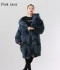 ppink java 19036 Real Fur 코트 여성 겨울 패션 자켓 Long Coat Real Fur 코트 New New Avery 201112