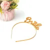 Kot Uszy Crown Tiara Opaski na głowę dla kobiet Włosy Złoto Srebrna Panna młoda List Księżniczka Hollow Hairband Kot Uszy Bezel Słodkie Akcesoria do włosów