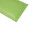 Different Sizes 100pcs Heat Sealing Flat Pouches Tear Notch Matte Green Aluminum Foil Zip Plastic Bag fast ship