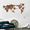 Creative World Map Wall Clock Woods Large Wood Watch Modern European Style Round Mute de Parede Y200109