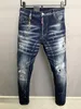 Jeans Hot Men Hole Azzurro Grigio scuro Italia Brand Streetwear Pantaloni lunghi Pantaloni Streetwear Denim Skinny Slim Straight Biker Jean per donna D2 Cerniera Dsq di alta qualità