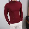Turtleeck Sweters dla mężczyzn jesienne pulovery Koreańskie dzianiny Slim Fit Solidny kolor swobodny wełna Swatery S-3xl 201126