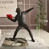 Statues Sculptures Banksy Flower Resin Thrower Statue Bomber Home Decoration Accessories Modern Ornaments Figurine Collectible 2104670977