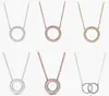 Fine jewelry Authentic 925 Sterling Silver Necklace Fit Pendant Couple Necklace Hollow Circle Clavicle Chain Love Engagement DIY Wedding Necklaces4071538